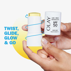Olay product texture close-up showing dewy finish and lightweight coverage