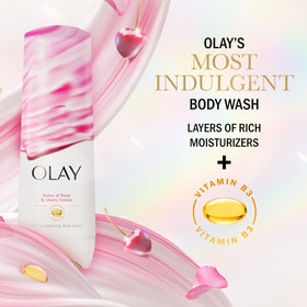 Olay texture close-up highlighting Vitamin B3 infusion for hydrated skin