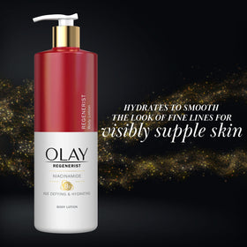 Olay lotion texture swipe highlighting creamy, fast-absorbing hydration