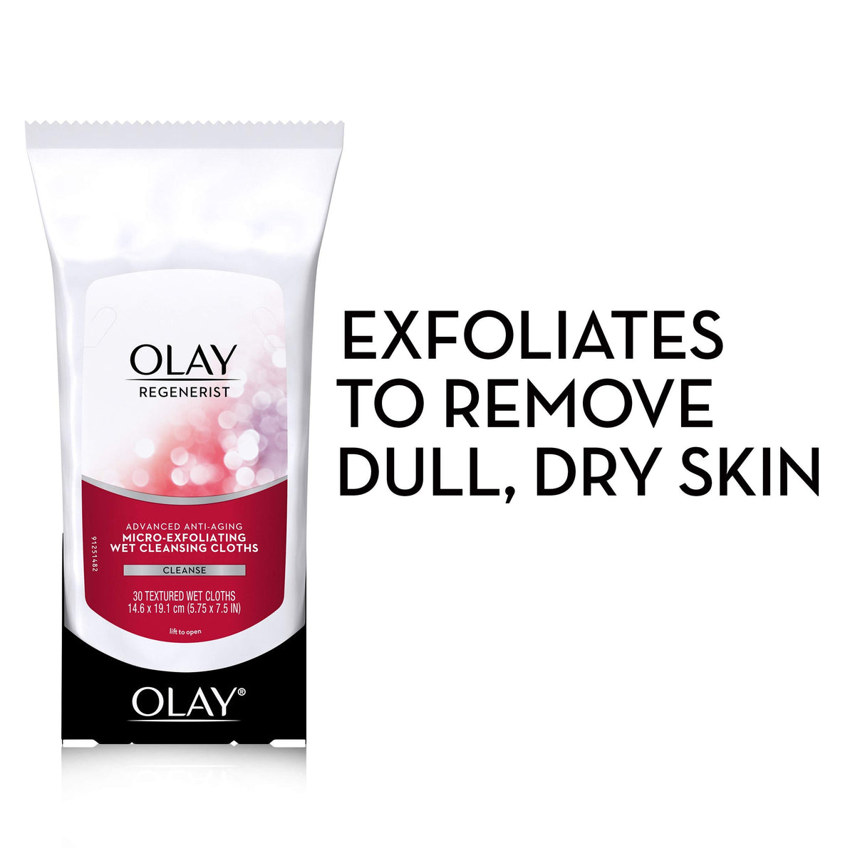 Close-up of Olay wipe texture revealing micro-exfoliating fibers for smoother skin