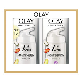 Olay Total Effects day cream front view showing compact jar and daily hydration benefit