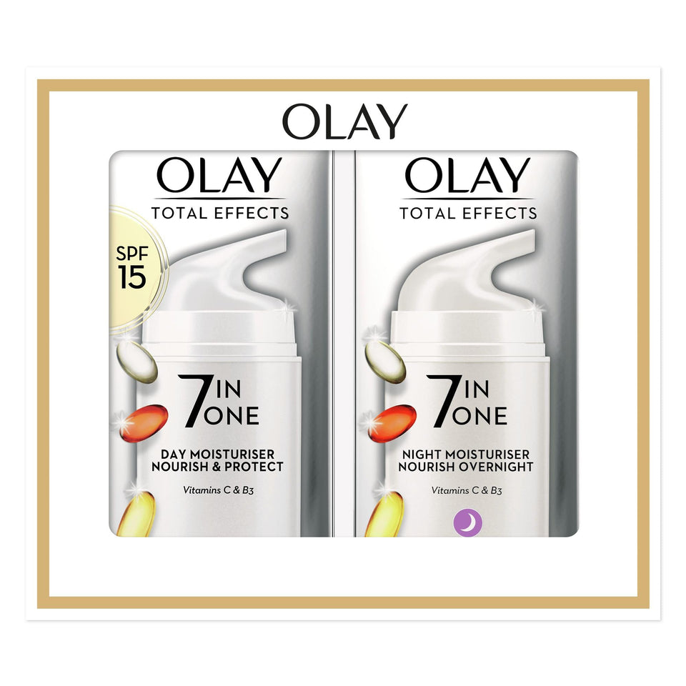 Olay Total Effects day cream front view showing compact jar and daily hydration benefit