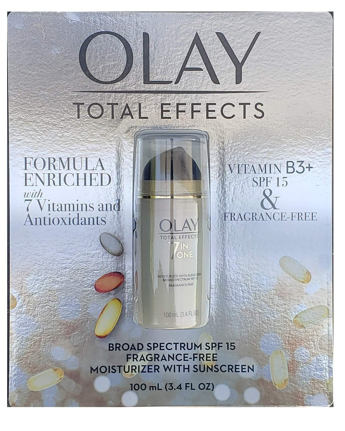 Olay Total Effects front packaging showing product label and SPF benefit