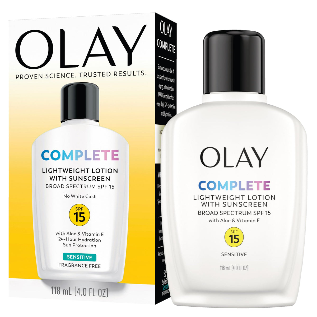 Olay close-up of tube cap and clear product label for easy use