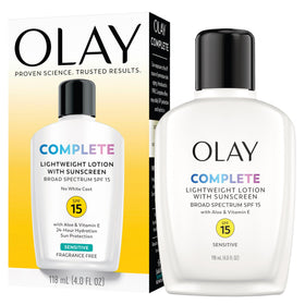 Olay close-up of tube cap and clear product label for easy use