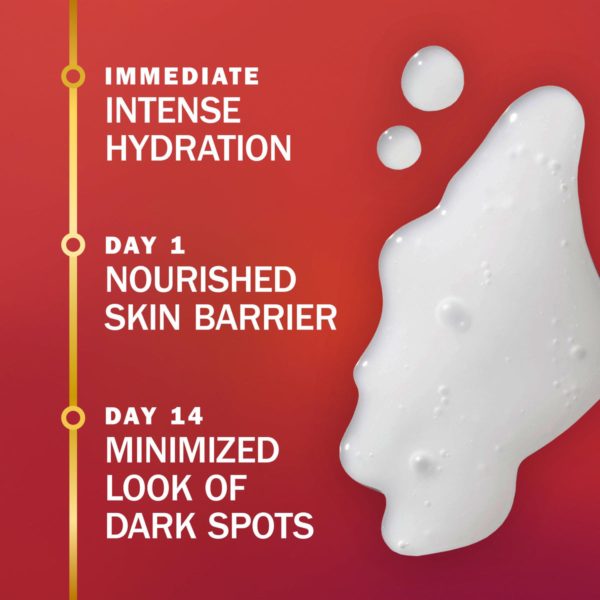 Olay tube with cream dispensed; lightweight texture hydrates and absorbs quickly