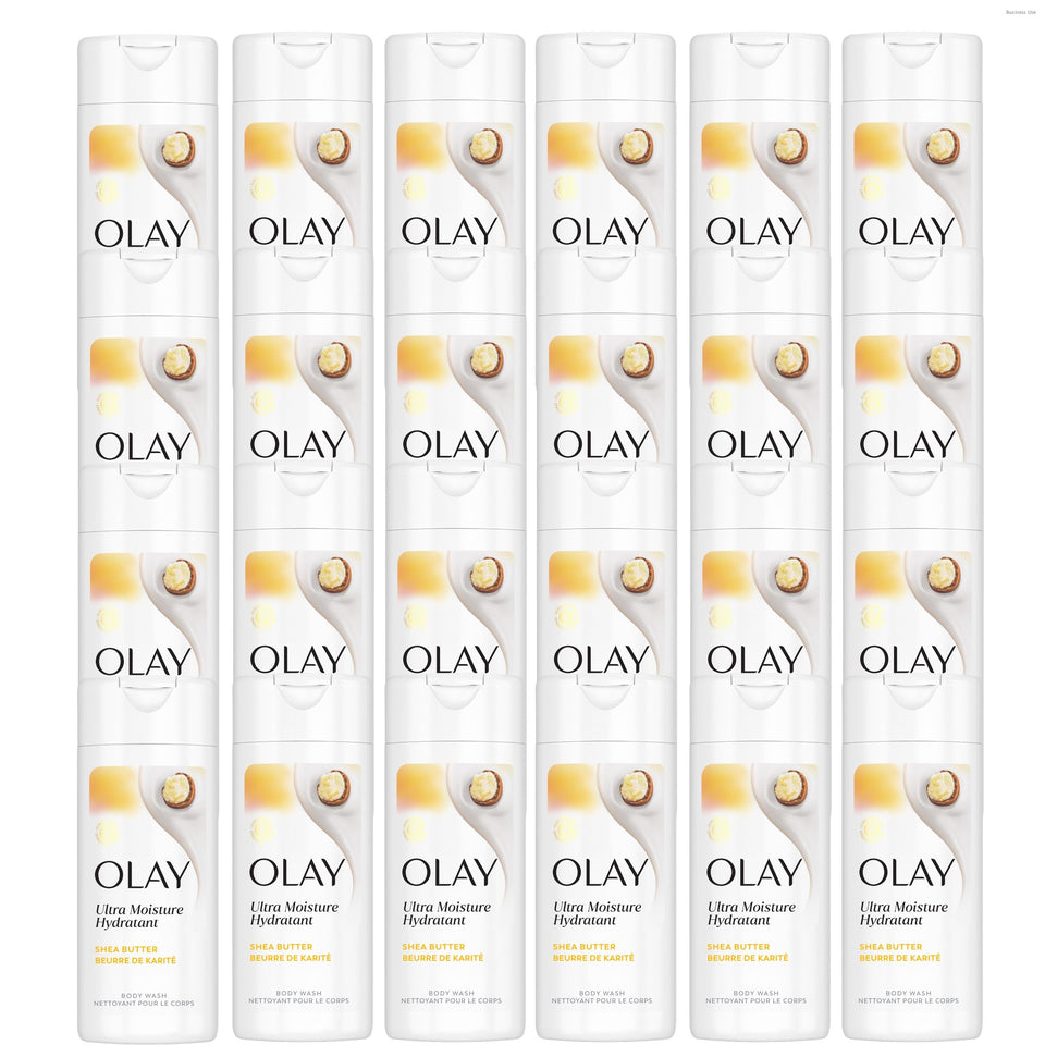 Olay front packaging showing hydrating shea butter benefits