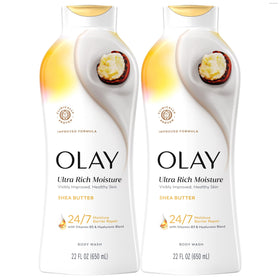 Olay bottle front packaging showing size and hydrating benefits