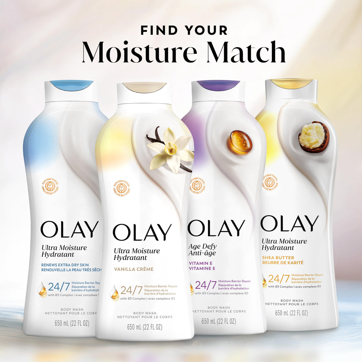 Olay product label detail highlighting no parabens and dermatologist ties