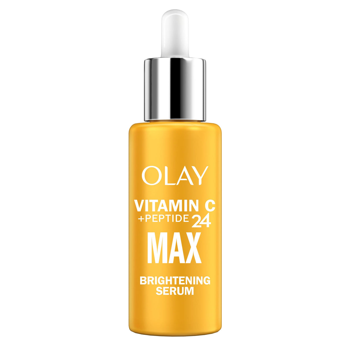 Olay front packaging showing bottle and brightening benefit