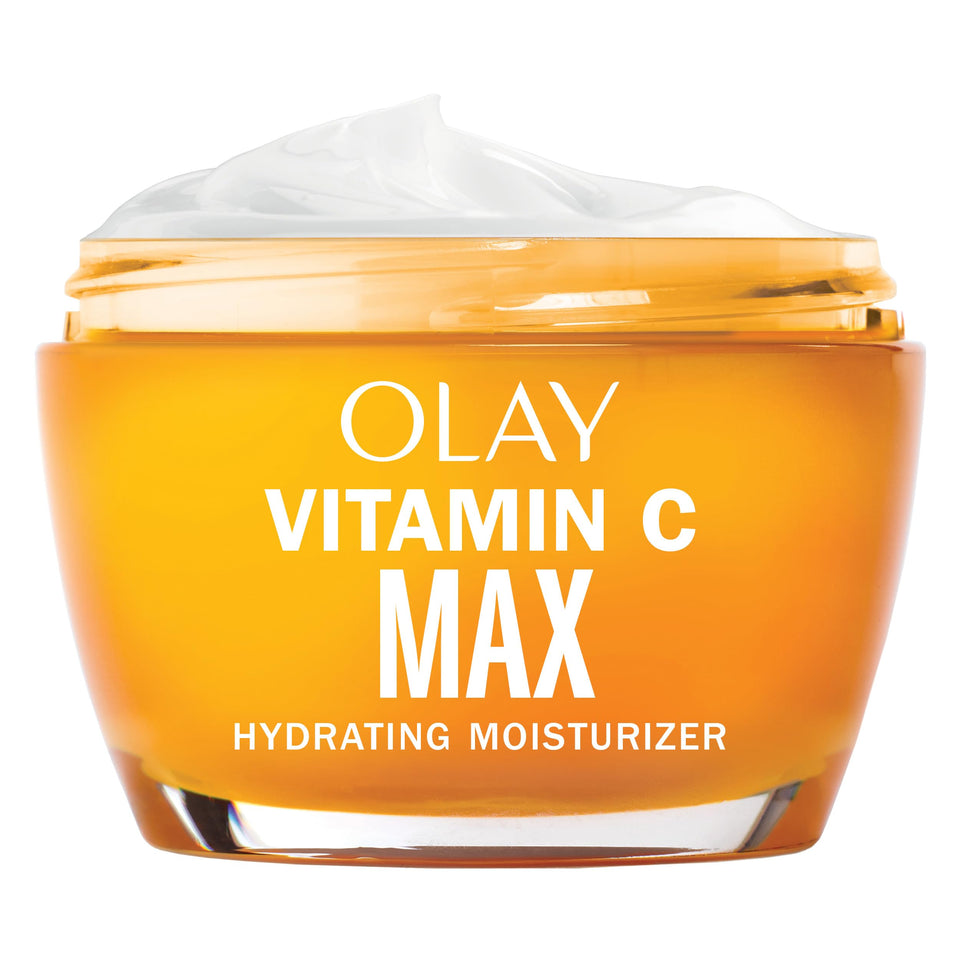 Olay jar front view showing brightening moisturizer and hydration benefit