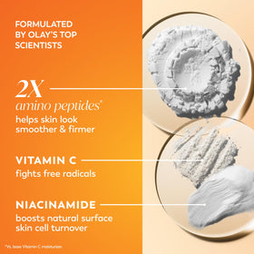 Olay swatch on skin illustrating lightweight finish and instant hydration