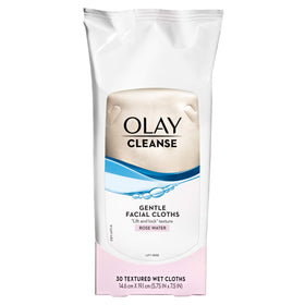 Olay wipe next to hand for size comparison and easy one-step cleanse