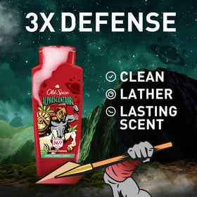 Old Spice AlphaScentauri pouring into palm emphasizing rich lather