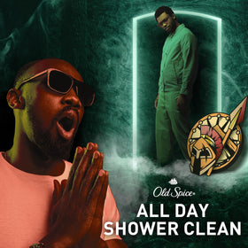 Old Spice AlphaScentauri in shower use on a man showing clean results