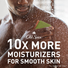 Old Spice bar close-up highlighting exfoliating grit and smooth texture