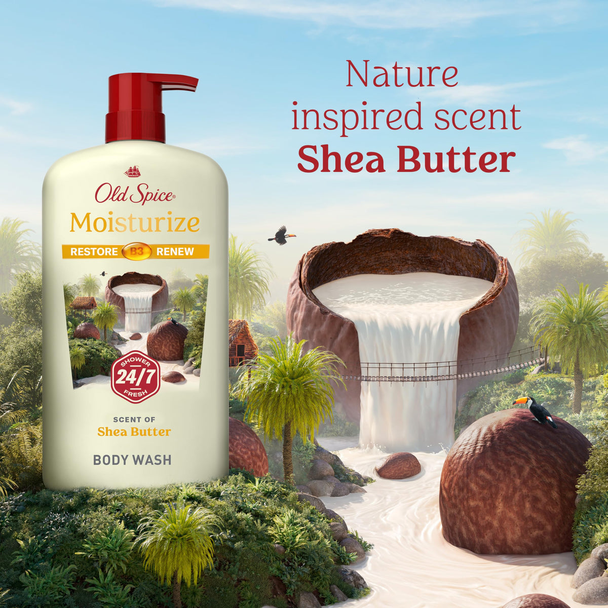 Old Spice in bathroom lifestyle scene suggesting everyday freshness