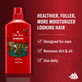 Old Spice Bearglove back label view with ingredients and directions for easy use