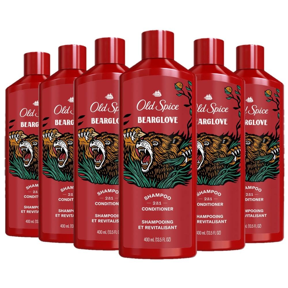 Old Spice Bearglove front packaging showing bottle and label benefit of fuller hair