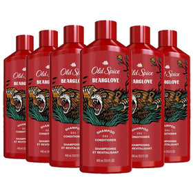 Old Spice Bearglove front packaging showing bottle and label benefit of fuller hair