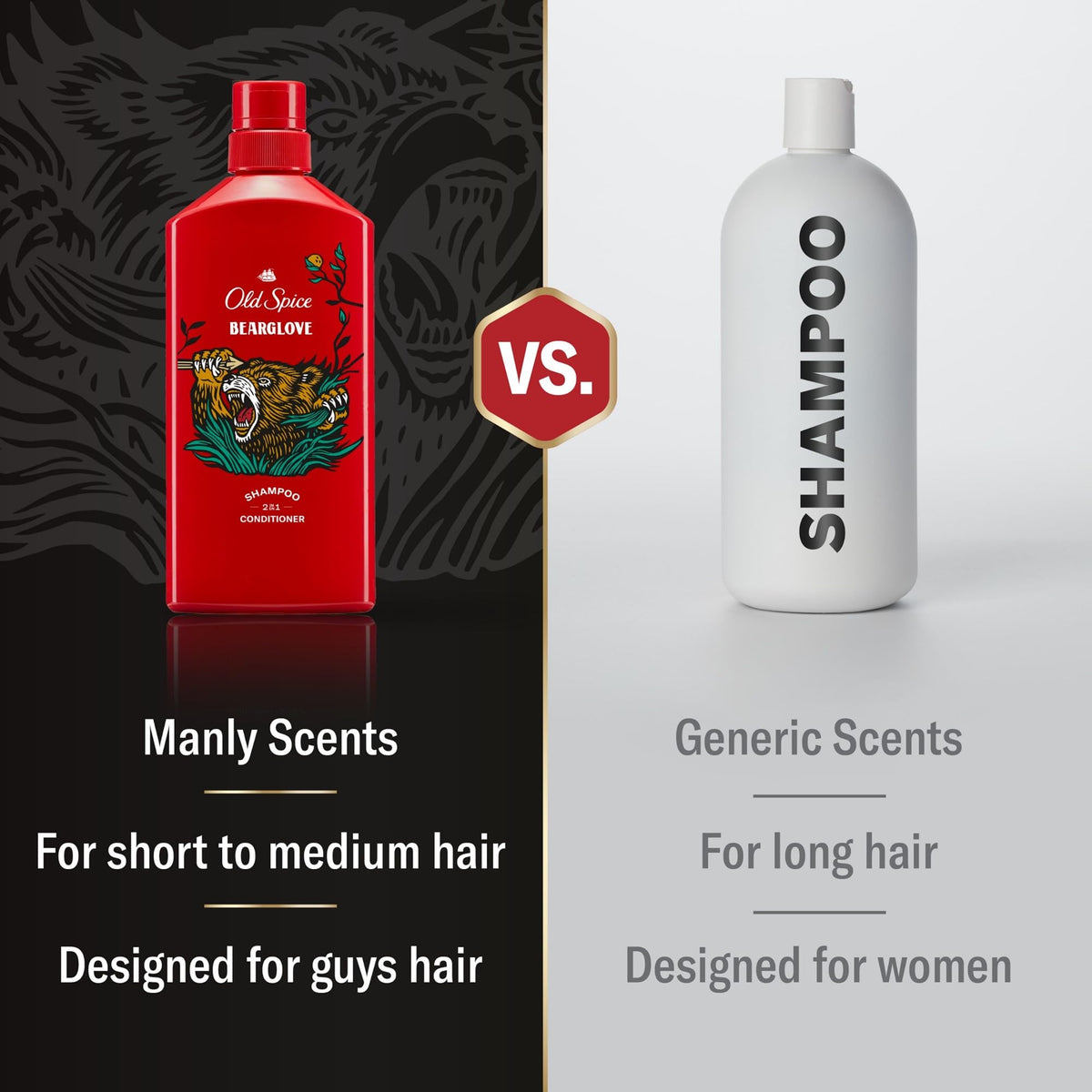 Old Spice Bearglove being poured and lathered to show cleansing and conditioning benefit