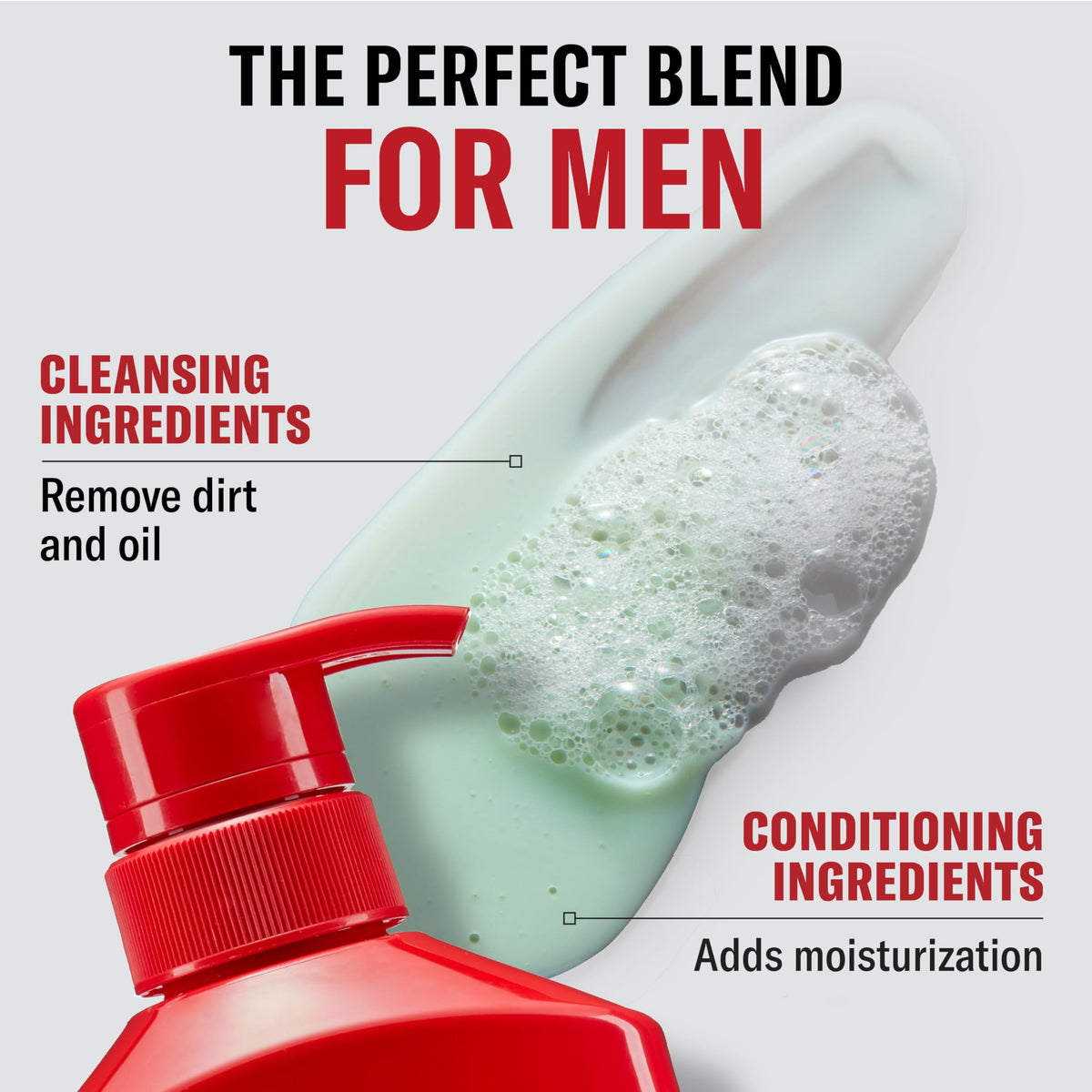 Old Spice Bearglove next to hand to show 13.5 fl oz scale and travel-friendly benefit