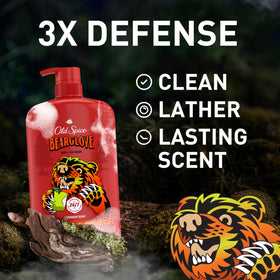 Old Spice Bearglove top cap open highlighting easy dispense and quick shower access