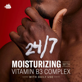 Old Spice label close-up highlights Vitamin B3 Complex benefit