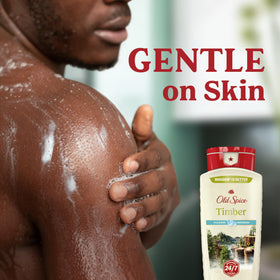 Old Spice bottle size comparison beside toiletries to show 18 oz scale
