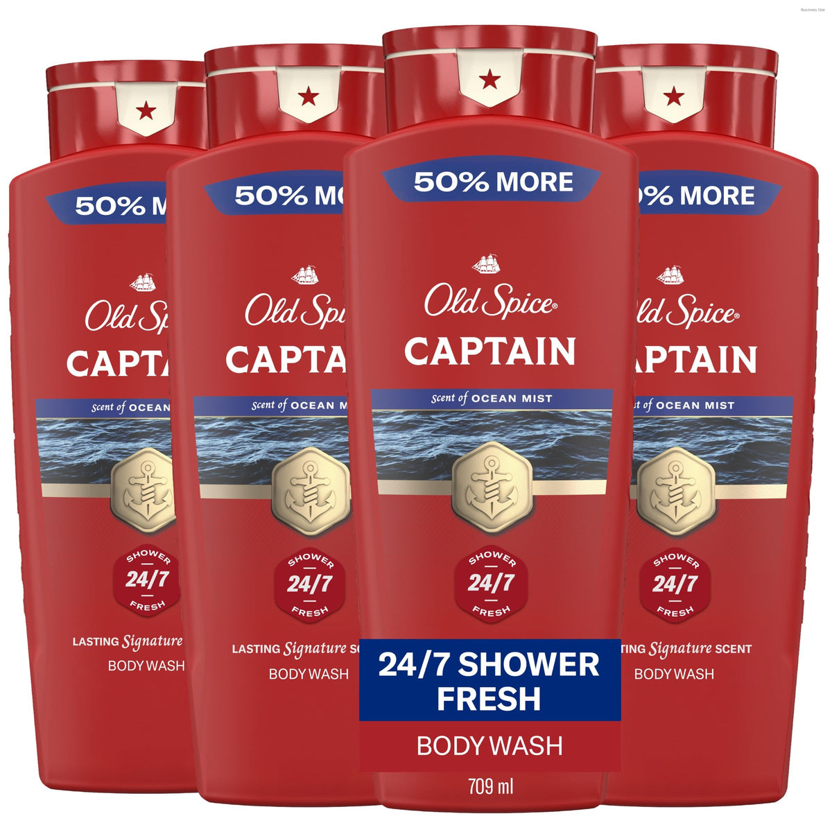Old Spice front packaging showing Captain bergamot scent and bold branding for confident fragrance