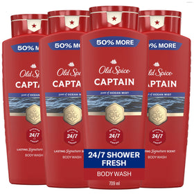 Old Spice front packaging showing Captain bergamot scent and bold branding for confident fragrance