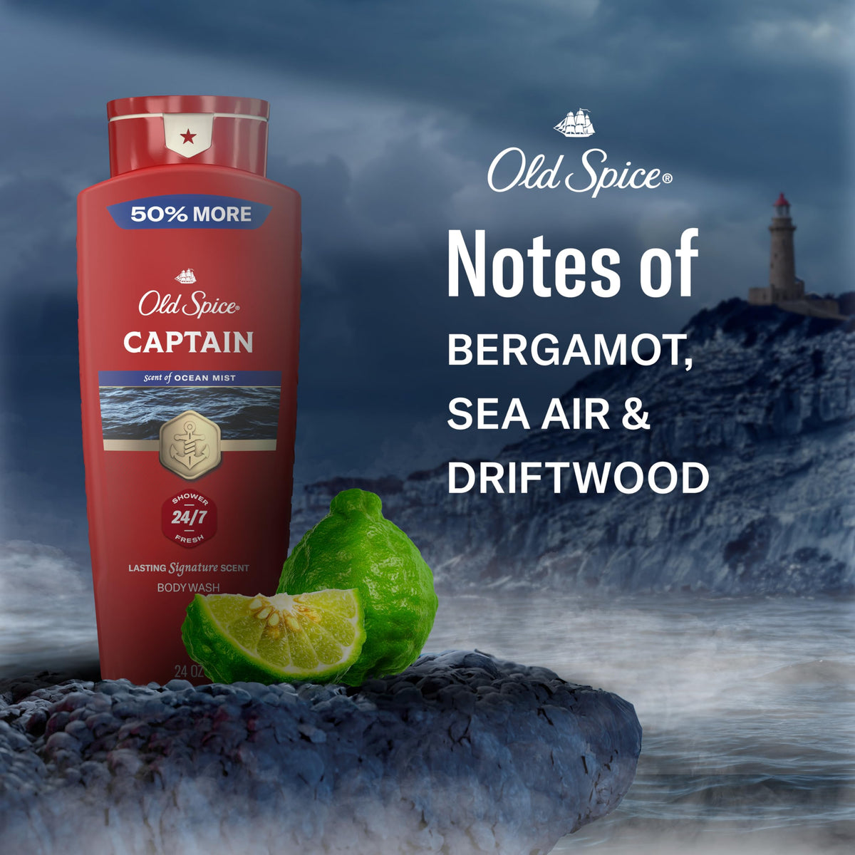 Old Spice ingredient panel readable close-up showing product transparency and storage info
