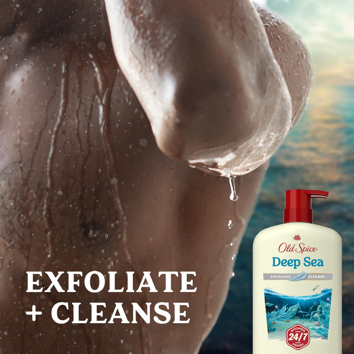 Old Spice rich lather texture close-up demonstrating thorough cleansing