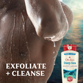 Old Spice dispense showing smooth lather texture for quick cleansing