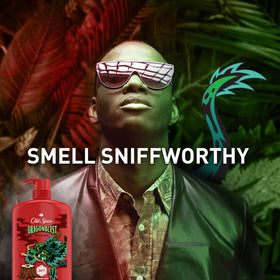 Old Spice Dragonblast in-shower use lifestyle with man washing body for quick grooming
