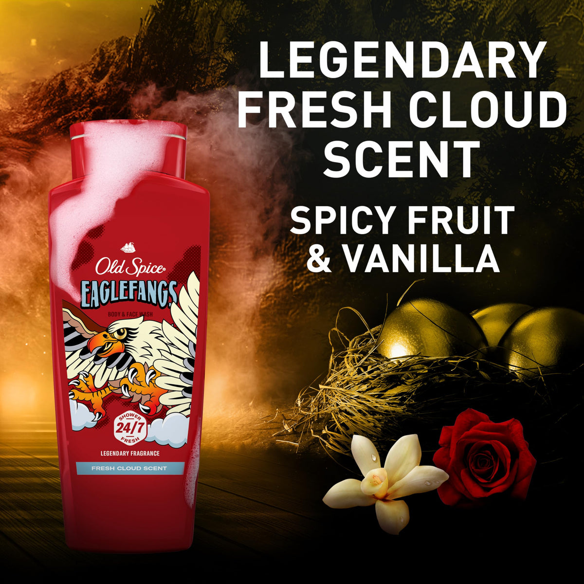 Old Spice Eaglefangs scent inspiration still life with spicy fruit suggesting Fresh Cloud aroma