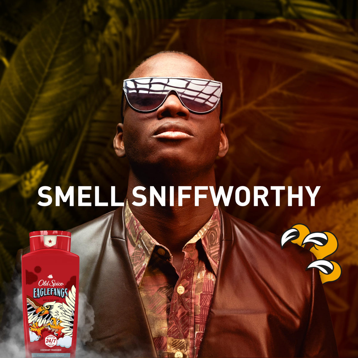 Old Spice Eaglefangs gel texture on hand illustrating smooth spreadability and lather