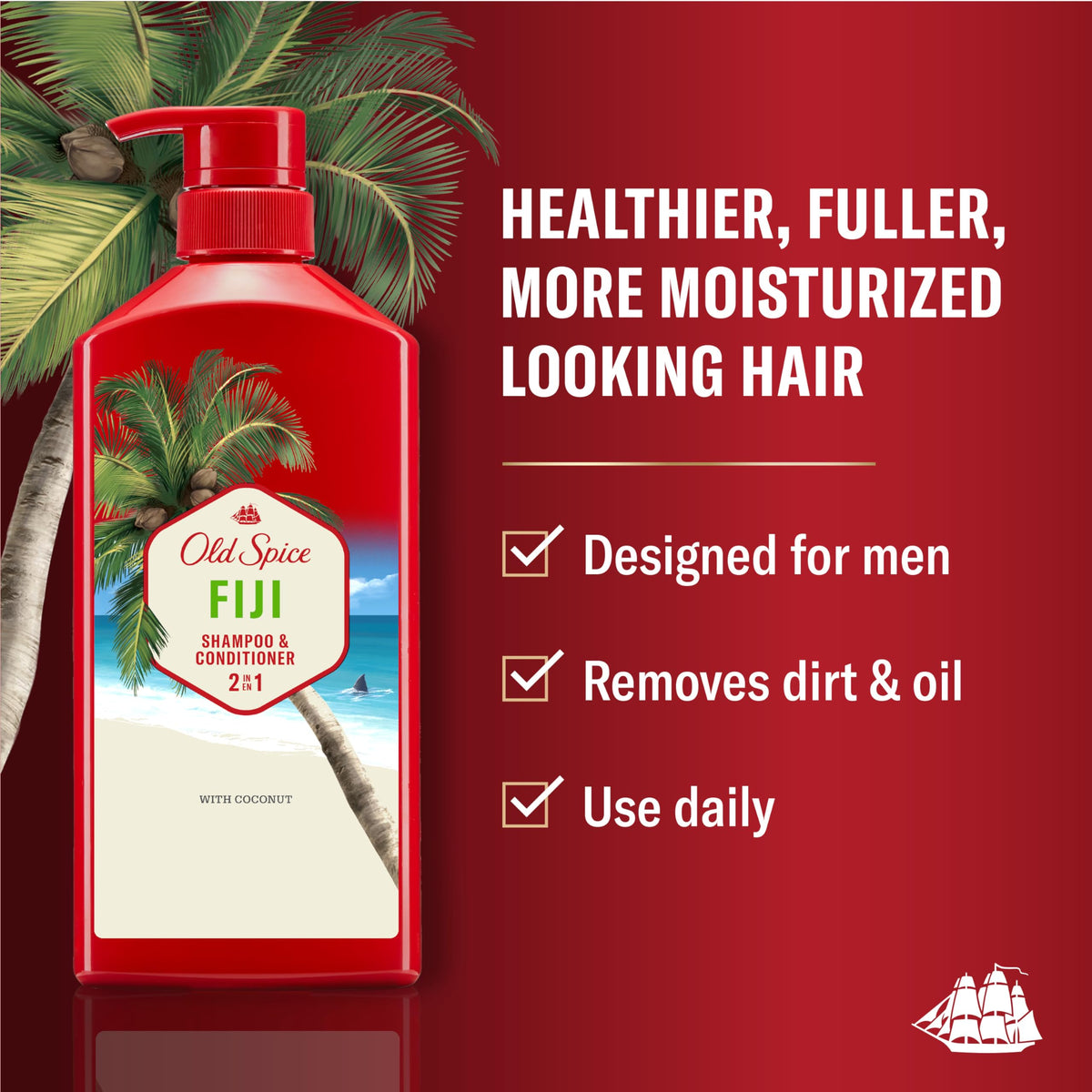 Old Spice back label close-up with ingredients and directions for easy use benefit