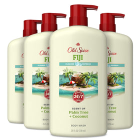 Old Spice Fiji front packaging showing 25 oz bottle and tropical branding for clear value