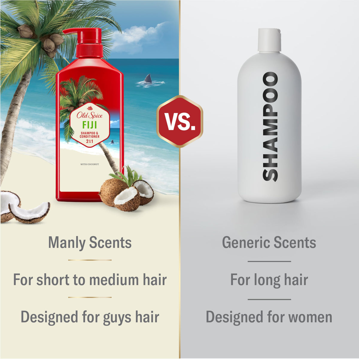Old Spice pump bottle dispenses lather showing fast cleansing and conditioning benefit