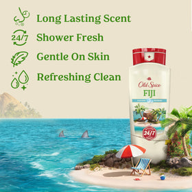Old Spice pump bottle closeup highlighting easy dispensing and control