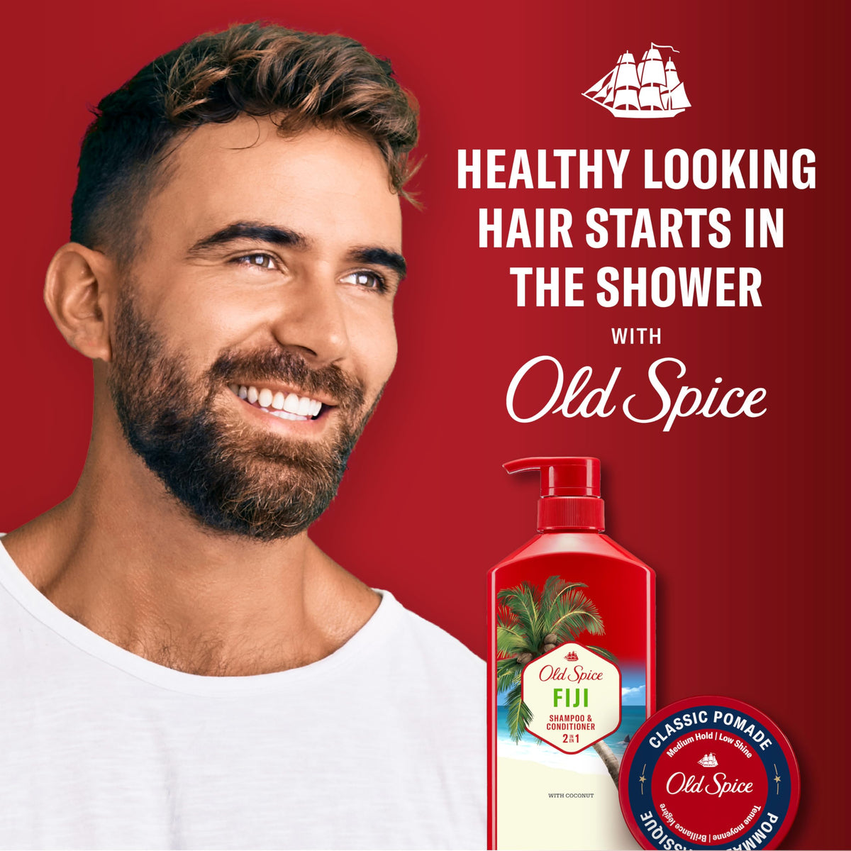 Old Spice scent inspiration with coconut and wood evoking a fresh tropical aroma benefit