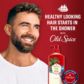 Old Spice scent inspiration with coconut and wood evoking a fresh tropical aroma benefit