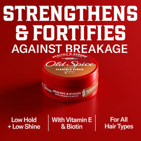 Old Spice ingredient label highlighting Vitamin E and Biotin benefits