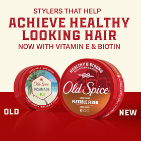 Old Spice jar open showing smooth fiber texture for easy styling