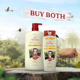 Old Spice four bottle pack displayed for value and supply benefit