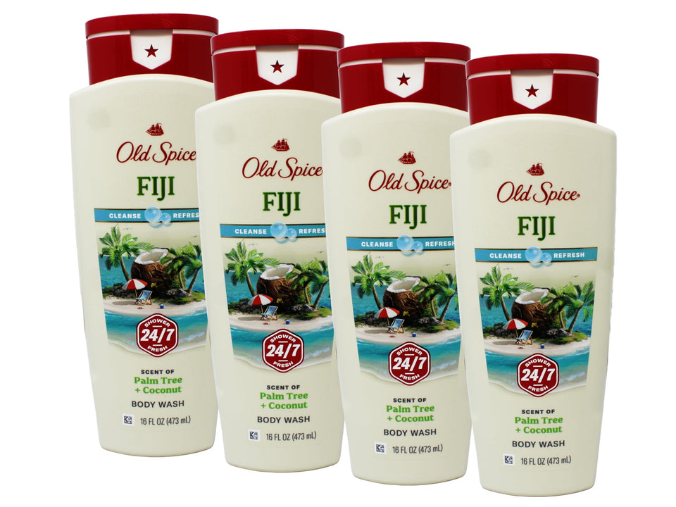 Old Spice Fresher Fiji pack front showing fresh island scent benefit