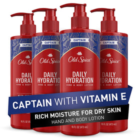Old Spice front packaging showing Captain scent and clear hydration benefit