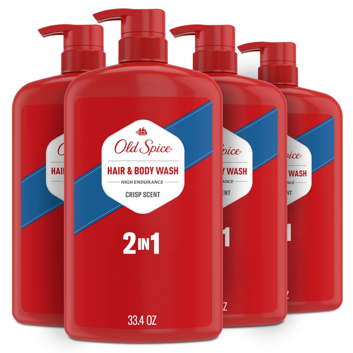 Old Spice front packaging showing bottle and bold branding for quick grab
