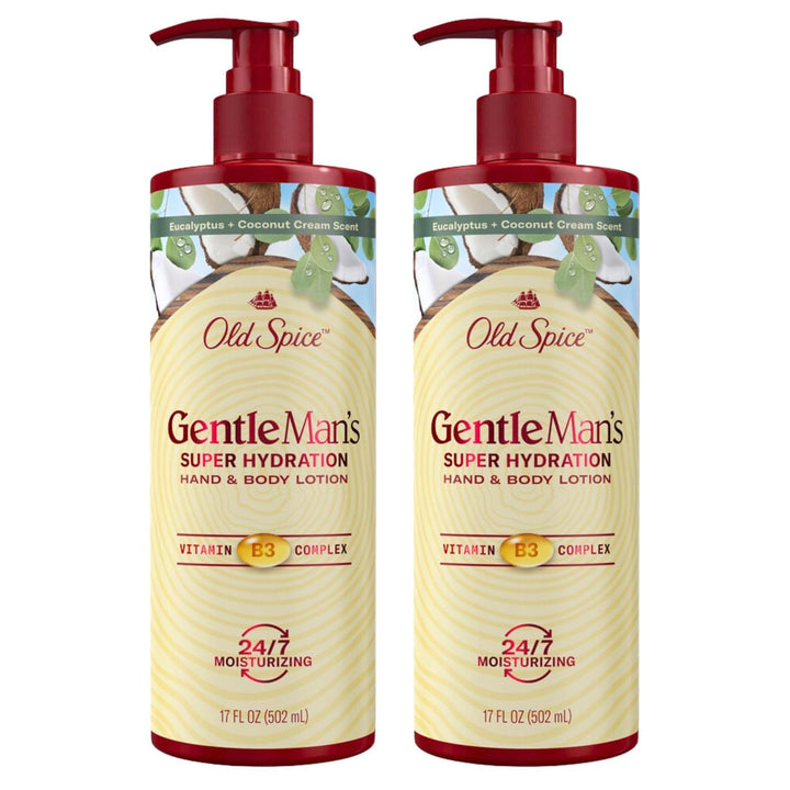 Old Spice bottle front packaging showing brand and hydrating benefits